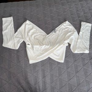 Fashion Nova White Cropped Long Sleeve